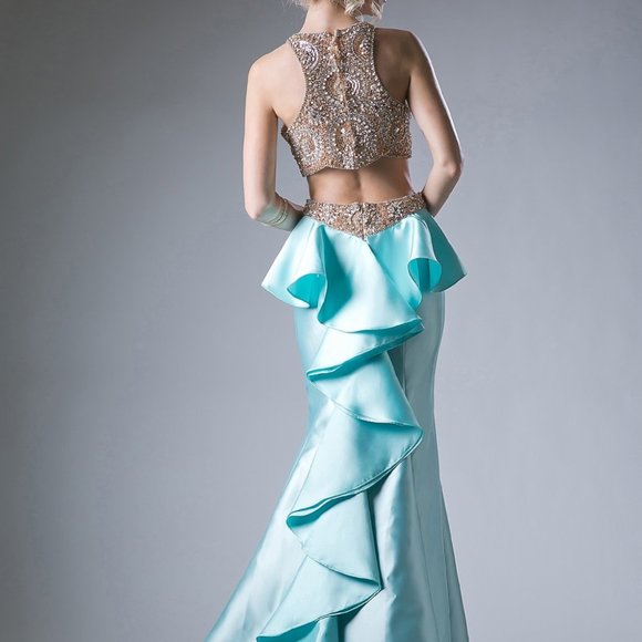 Two Piece Sequined Mermaid Shape Dress CD5045 - Picture 5 of 8